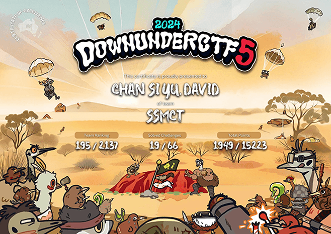 One of our SSMCT teams gets top 10% placing in downunderctf 2024