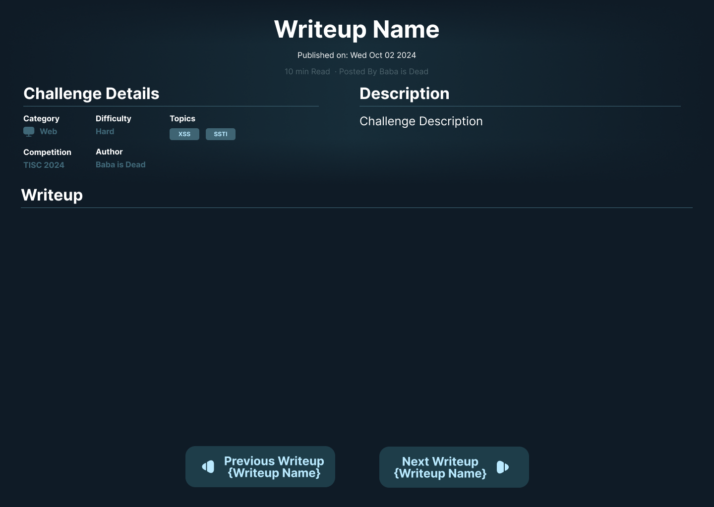Writeup View