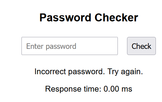 Website showing response time